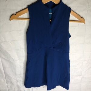 Lululemon Womens Wet Dry Warm Whisper Tank Top Mock Neck Activewear Blue Size 0